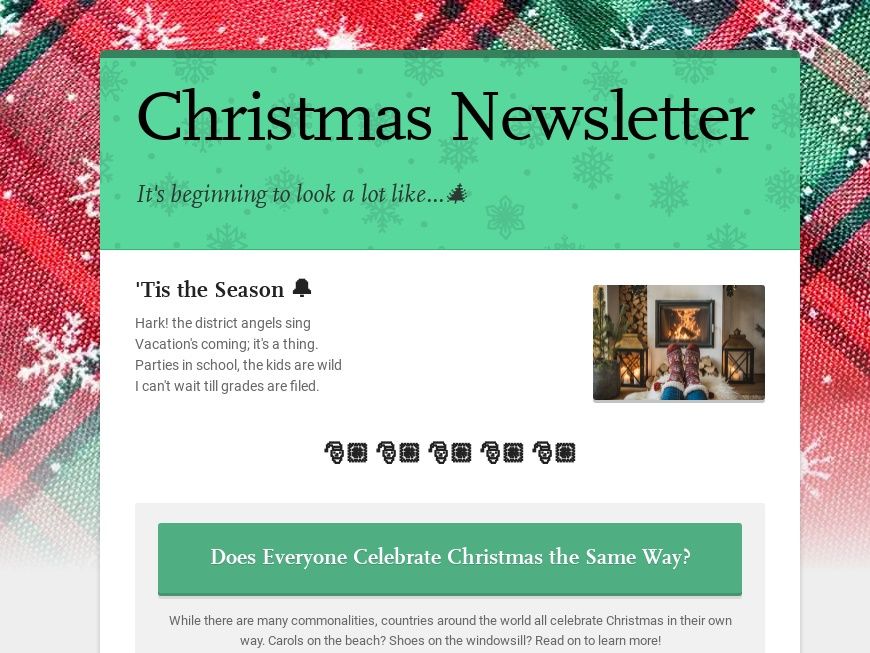 School Newsletter for the Holiday Season called Christmas newsletter 