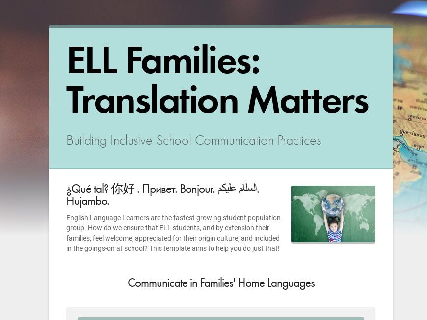 Translation Matters School Newsletter for ESL and ELL Families