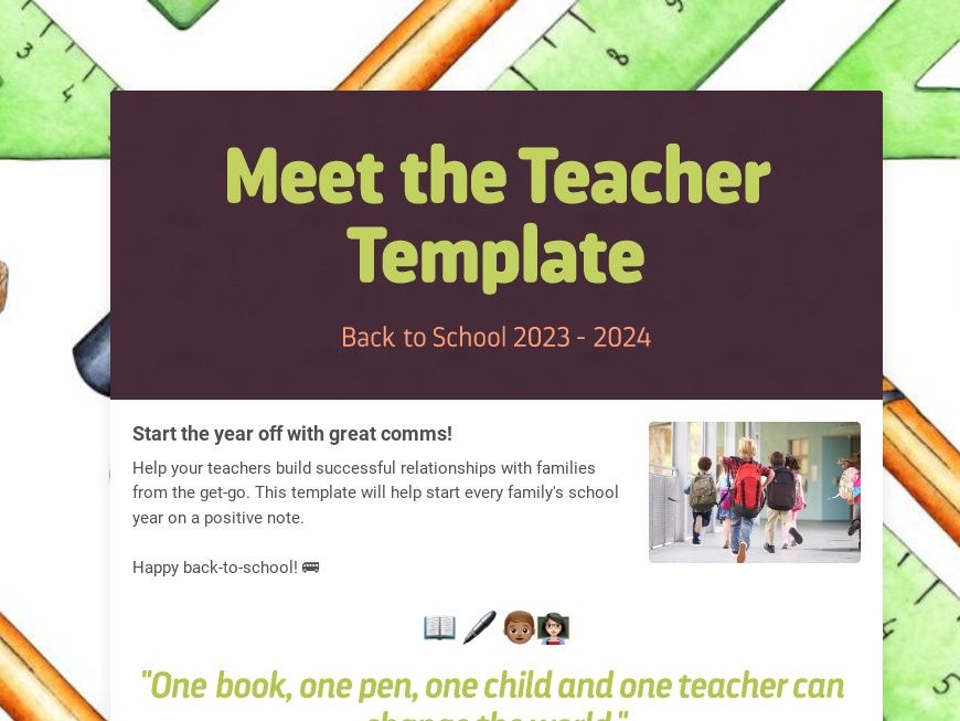 Meet the teacher template