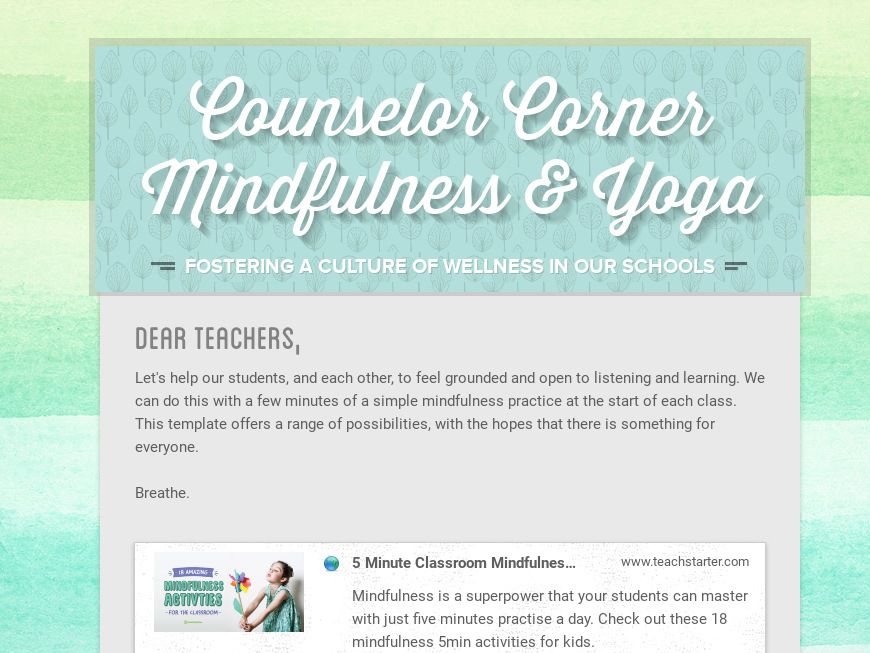 Mindfulness in the Classroom