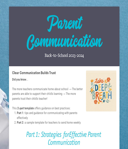Parent Communication Newsletter