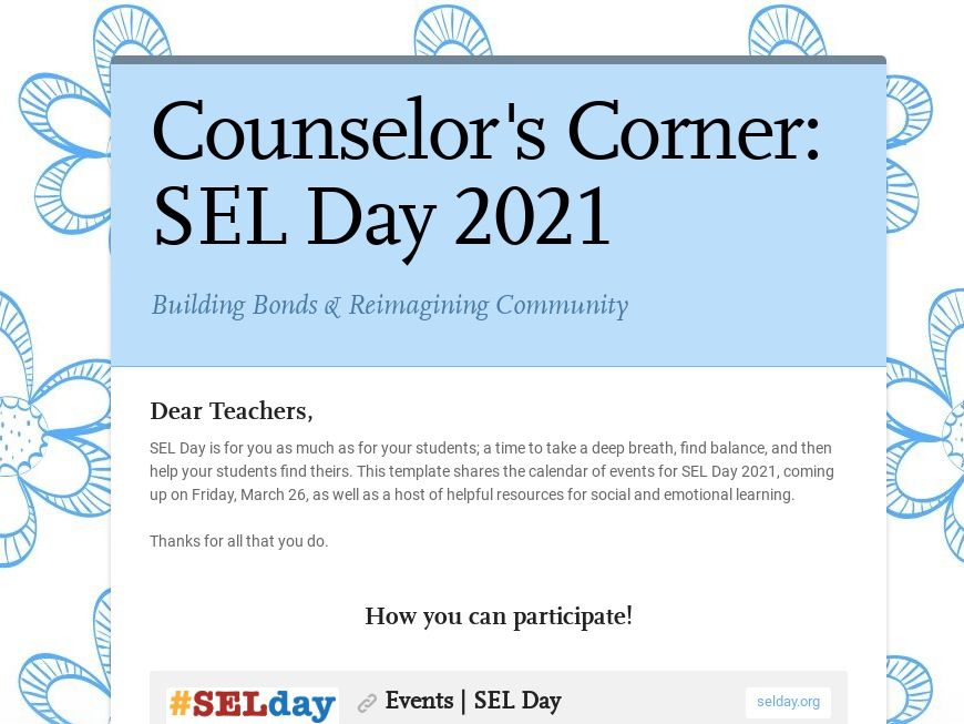 SEL Day Template