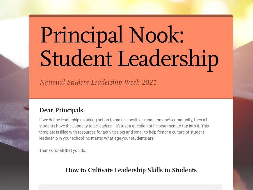 Fostering Student Leadership Template