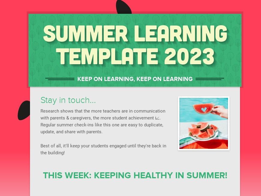 Summer Learning Newsletter