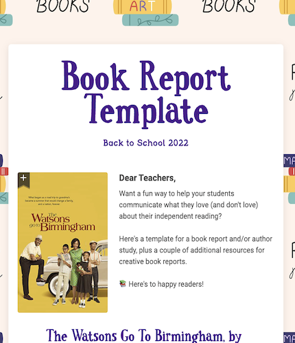 Book Report Template