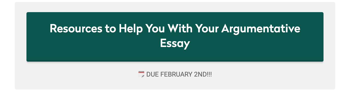 Button with resources for argumentative essay