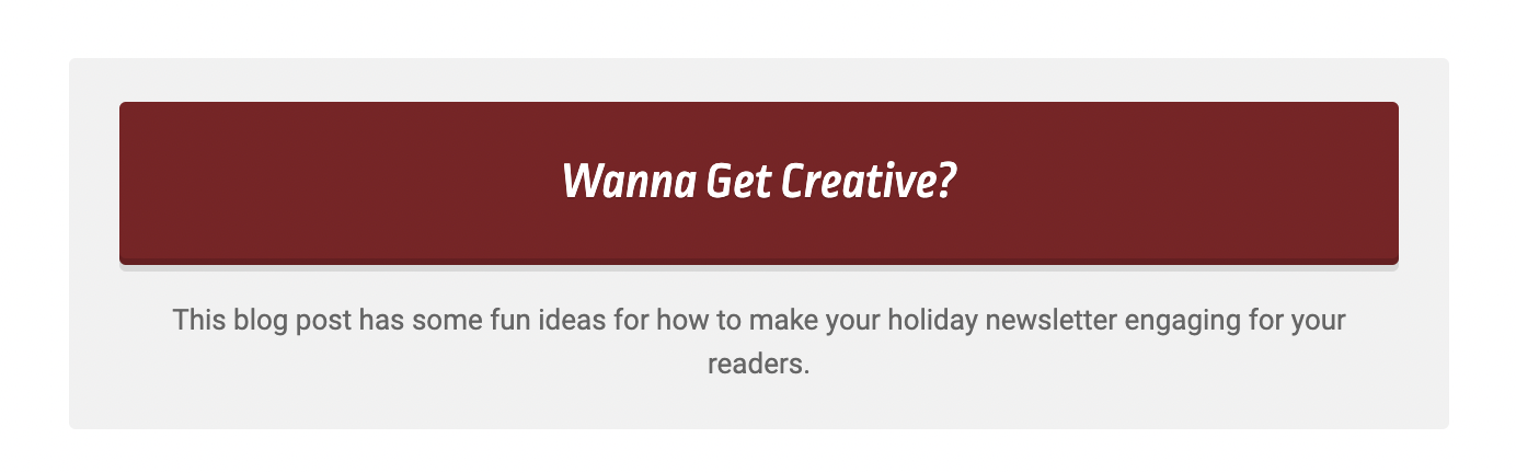 Screen shot of blog post with holiday newsletter ideas