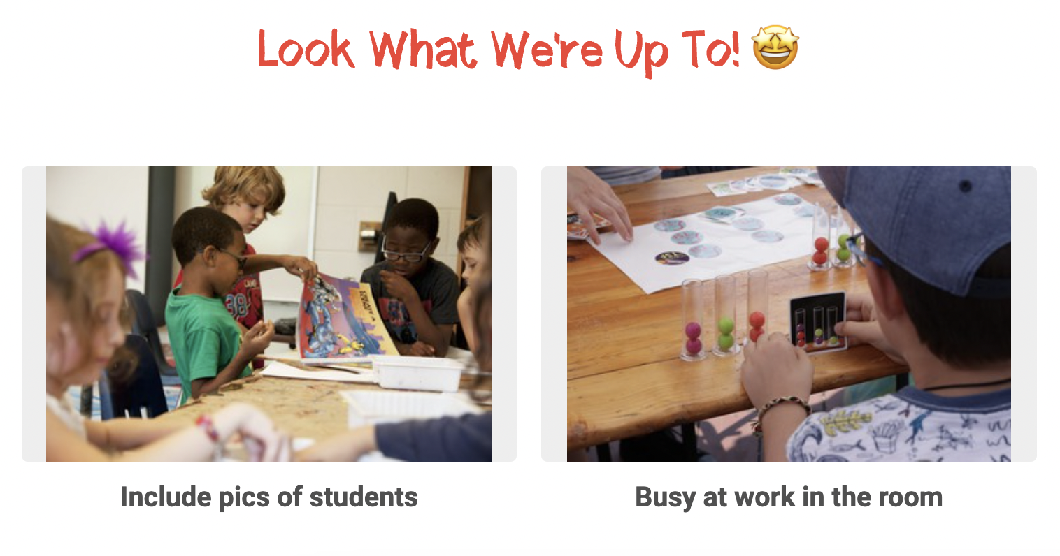 Screen shots of students at work in the classroom