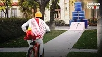 Person biking into invisible barrier